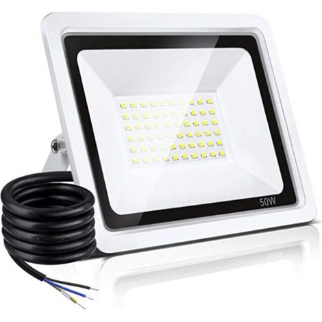 50W Projecteur LED Extérieur, IP66 étanche Spot LED Extérieur 6500K, Super Lumineux 10000LM Blanc LED Projecteur d'extérieur pour jardin, garage, terrain de sport