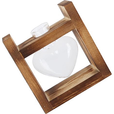 Pot de fleurs innovant avec cadre en bois vintage, vase de table transparent, décoration intérieure (1 bouteille en forme de cœur) (1/5)