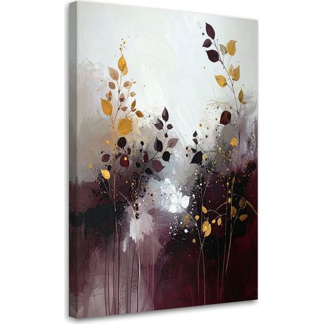 Image sur Toile, Abstraction feuilles bordeaux plantes nature,20x30 (1/4)