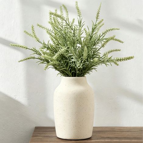 Vase en céramique rustique de ferme, vase terracotta bohème de 17,8 cm pour décoration de la maison, salon, table, étagère, décoration de cheminée, blanc de ferme (1/5)