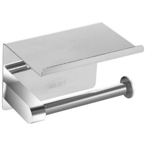 Porte-papier toilette sans perçage en inox 304 argenté - 14x9.5 cm, résistant à la corrosion et à la rouille (1/4)