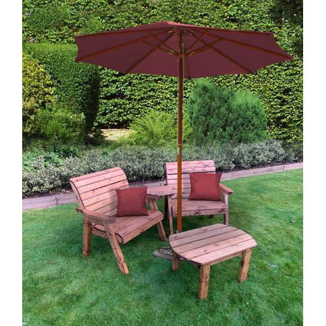 Charles Taylor Wooden Angled Twin Companion Grand 2 Seater Chair Table Red (1/4)