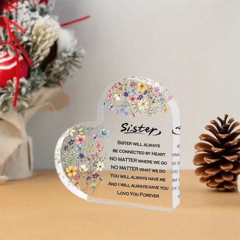 Plaque acrylique forme cœur décoratif à poser, objet bureau, idée cadeau souvenir(10 cm) (1/4)