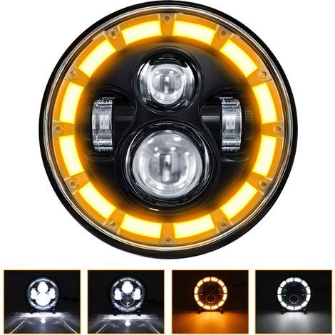 Phare LED de 7 pouces, phare rond étanche avec feux de croisement et de route, clignotant DRL pour voitures et motos, 1 pièce. (1/5)