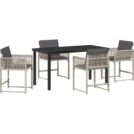 Ensemble de salle à manger pour jardin 5 pcs Mobilier de jardin Gris clair (1/5)