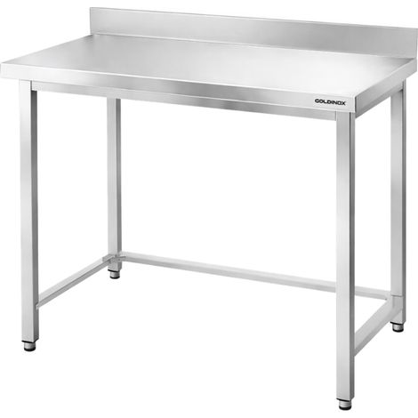 Table de travail en inox Bar 1200x700 mm avec renfort et dosseret PREMIUM - GOLDINOX (1/4)