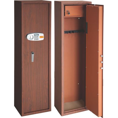 Utilia TOP Security ARMADIO PORTAFUCILI ELETTRONICO EFFETTO LEGNO 8 Posti mm.400x280x1480 h