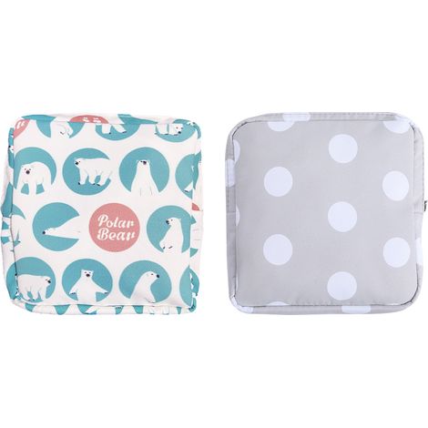 Sac De Rangement Pour Serviettes Hygiéniques - 18 X 12 X 6 Cm - Tissu Polyester Doublé - Idéal Première Règle Adolescente Femme - 1 Pièce (1/5)