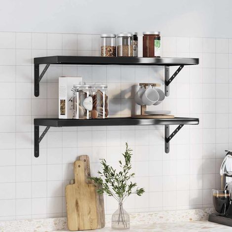 Estantes de pared 2 uds acero inoxidable negro 75x30 cm vidaXL