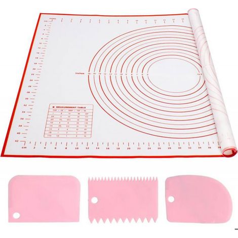 Tapis de Cuisson Silicone avec 3 Grattoirs, Reutilisable 70 x 50cm Antidérapant Tapis pour Pâte, Macaron, Biscuit (1/5)