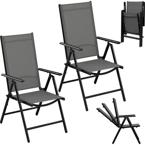 Lot de 2 chaises de jardin pliables, chaise de camping robuste, dossier haut 7 positions réglables, patio, balcon, extérieur (1/5)