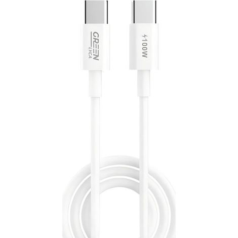 Câble USB-C vers USB-C Green Lyca, 1 m, charge rapide PD 100 W - Blanc (1/2)