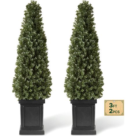 VEVOR Buis Artificiel 1000 mm Lot de 2, Arbres Topiaires Artificiels en PE avec Pots Robustes, Faux Arbres Verts pour Interieur et Exterieur, Hall deEntree, Porte deEntree, Porche, Terrasse et Jardin (1/5)