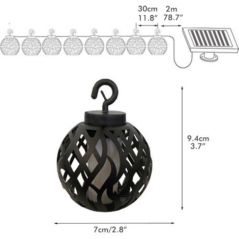 Guirlande lumineuse solaire LED effet flamme, étanche, pour jardin, mariage et Noël. (1/5)
