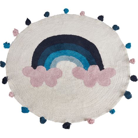 Alfombra moderna de algodón ø 120 cm redonda tejida a mano con borlas decorativas sala de estar habitación infantil multicolor Gorisa