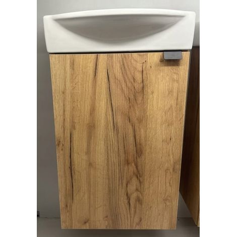 Meuble de salle de bain avec vasque 60x40 cm suspendu en chêne artisanal Parme (1/5)