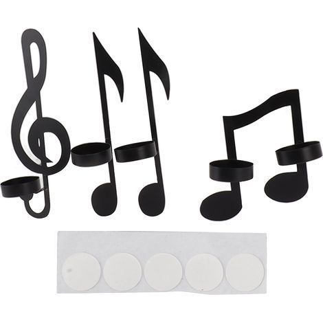 4 pièces Unique fer noir Note de musique applique murale bougeoir support mural suspendu thé lumière bougie décor (1/5)