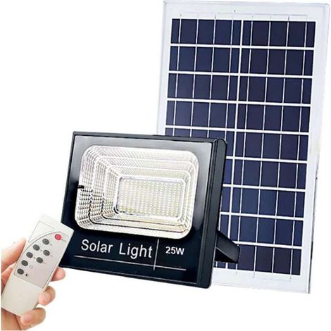 Projecteur solaire 35W blanc froid 6000K 2600 lumens IP65 étanche télécommande incluse installation facile sans raccordement (1/5)
