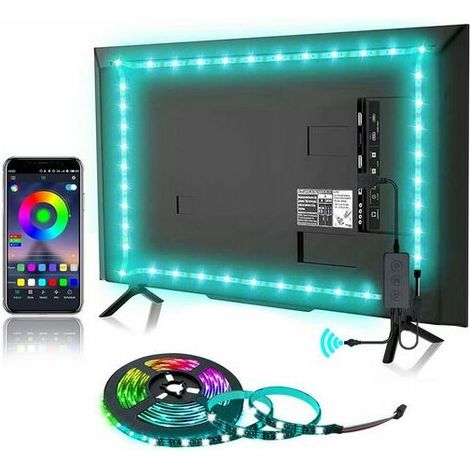 Bande LED, rétroéclairage LED pour TV, synchronisation musicale, application Bluetooth RGB, 3 boutons, 4 m
