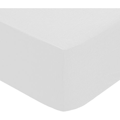 Drap housse percale de coton uni 140 x 190 cm Harmonie blanc (1/2)