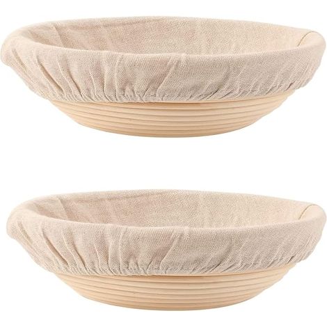 Panier À Pétrir - Panier À Fermentation Pour Pâte - 12 Pouces Ronde - En Rotin Naturel - Pour Pain Au Levain - Lot De 2 (1/5)
