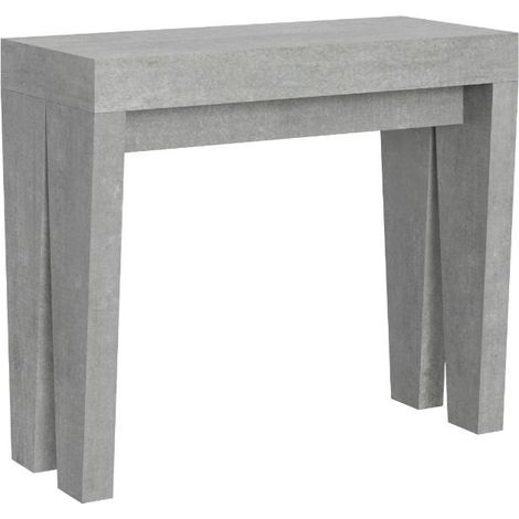 Console extensible gris béton 14 personnes 40 à 300cm Sambo-Support 2 pieds (1/5)