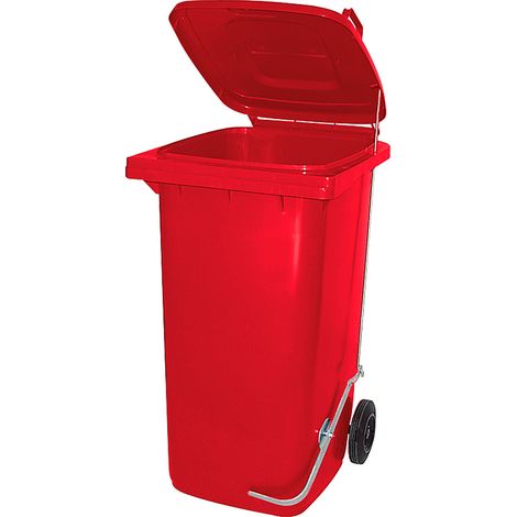 BRB 240 Liter Mülltonne/Müllgroßbehälter, mit Fußpedal für handfreie Bedienung (rot)