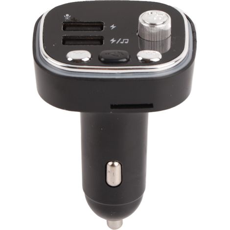 Lecteur Bluetooth voiture 2 ports USB chargeur émetteur FM 7 couleurs lumières mains libres argent (1/5)
