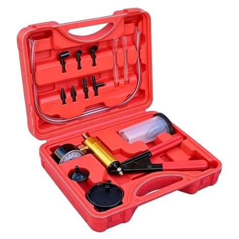 Pompe à Vide Manuelle pour l'Automobile,Kit Extractrice Manomètre À Et Testeur De Pression - Purgeur de Liquide Frein,pour vidange et Entretien Auto Atelier Garage Maison (1/5)