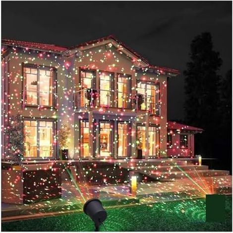 Projecteur de lumière de Noël pour l'extérieur Projecteur d'étoiles de ciel en mouvement, éclairage de paysage rouge et vert, lumière de scène LED for fête de Noël, lampe d'extérieur for jardin et pel (1/4)