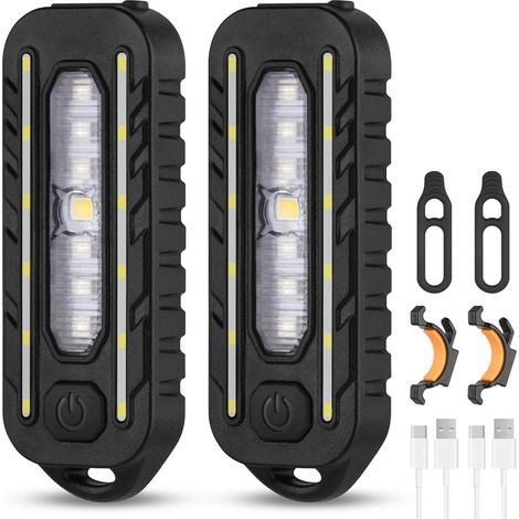 Lumières de Course à Clip 5 Modes d'éclairage Lampe LED USB Rechargeable 150LM IPX4 étanche pour Coureurs Jogging Camping 2PCS (1/5)