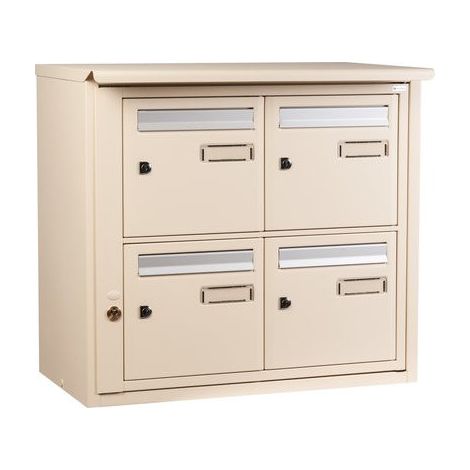 Decayeux – Boîte aux lettres collective extérieure sur piliers – Ivoire clair – 4 boîtes – Verticale B4 – Languedoc Standard – Fixation sur piliers (1/2)