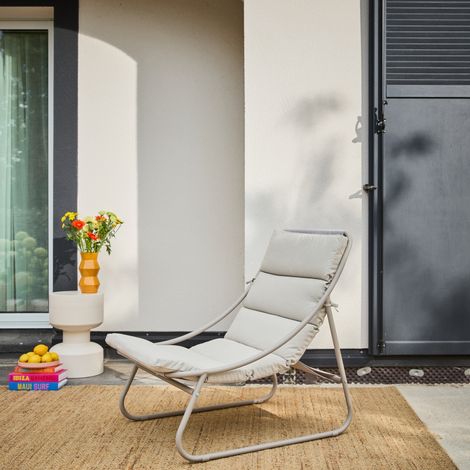 Lot de 2 fauteuils relax acier beige - Edena