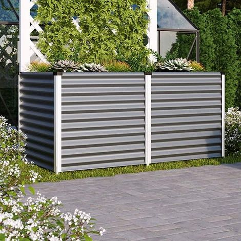 Carré potager Linus 858 – bac de culture Zincalume H 86 cm, Couleur Vert/Aluminium
