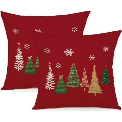 Housse de Coussin Noel 45x45 Lot de 2 Housse Coussin Noel Deco Noel Polyester Taie d'oreiller pour Chambre, Nanapé, Chaise, Lit Decoration Noel 45 x 45 cm (1/5)