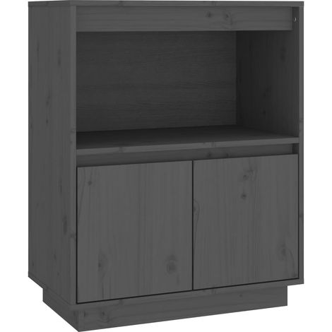 Aparador cómoda cómoda armario mueble organizador cocina salón salón 60 x 34 x 75 cm madera maciza de pino gris 020031795