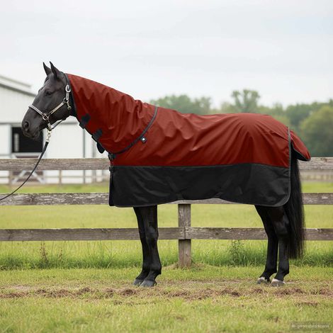 Pferdedecke Dunkelgrün und Schwarz 135 cm Polyester