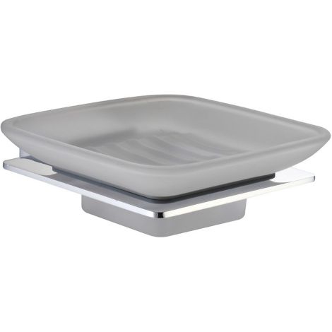 DianHydro Maela Porta sapone quadrato in metallo cromato e vetro viti per fissaggio incluse, accessori a parete per il bagno (1/2)