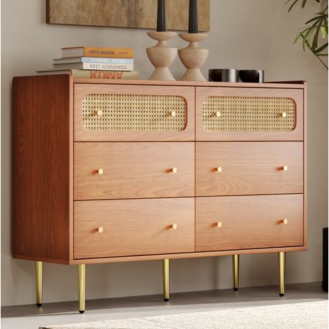 mobile contenitore 120 cm 6 cassetti stile vintage noce OKMYHOME (1/5)