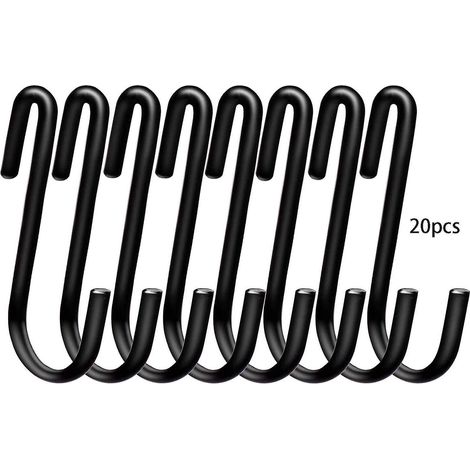 20 Pack 6cm Heavy Duty S-shaped S-hooks For Kitchen, Bathroom, Bedroom And Office (20 Pack, Small, Black) (1/5)