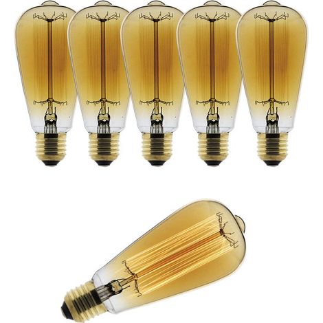 Lot de 6 ampoule déco filament carbone Edison 25W E27 - Zenitech