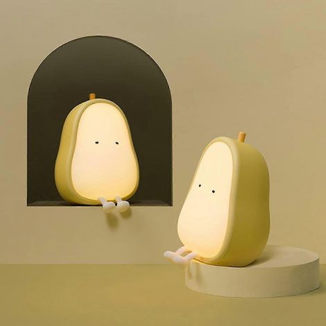 Veilleuses pour enfants, lampes rechargeables par USB, lampe de chevet en ABS et silicone sans BPA pour l'allaitement, à changement de couleur, poire jaune. (1/5)
