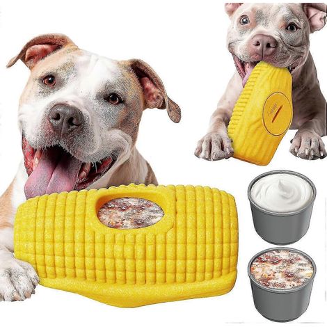 Jouets interactifs pour chiens à mâchoires puissantes, jouet d'enrichissement indestructible pour chiens de grande et moyenne race, distributeur de friandises glacées à lécher pour chiens avec double (1/5)