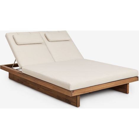 Lettino doppio reclinabile in legno di acacia con cuscino Dailin SKLUM (1/5)