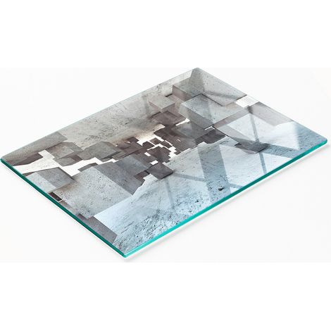 Dekoratives Glasschneide- und Servierbrett aus kubischem Beton, 80 x 52 cm (1/5)