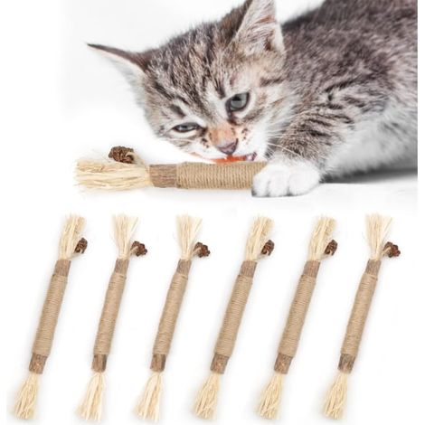 HONORNIC - Lot de 6 bâtonnets à mâcher et jouets naturels pour chat – le cadeau idéal pour votre chaton. (1/5)