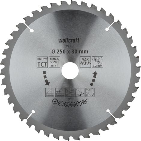 wolfcraft - Lame de Scies Circulaires sur Table - 42 Dents et Diamètre 250 mm - réf. 6583000