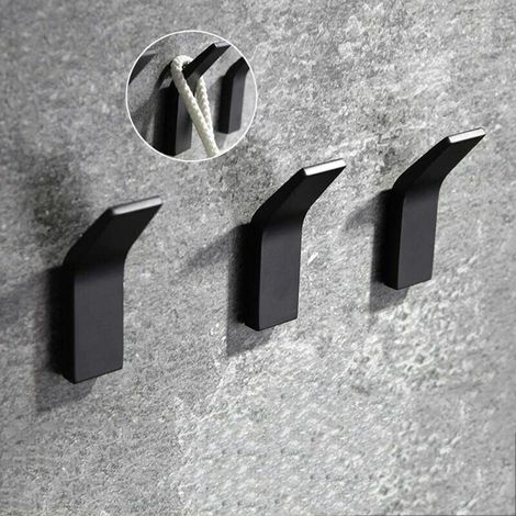 3 Pack Adhesive Hooks, Bathroom Wall Hooks, Rustproof Waterproof Towel Holder with Adhesive for Robe, Coat, Towel, Keys, Bags, Home