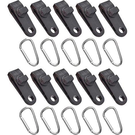 10Pcs Tarp Clips Auvent Pince, Multipurpose Heavy Duty Tarp Clips avec Conception De Pince De Verrouillage pour Camping en Plein Air, Tente, Auvent, Bannière Serrer (1/5)