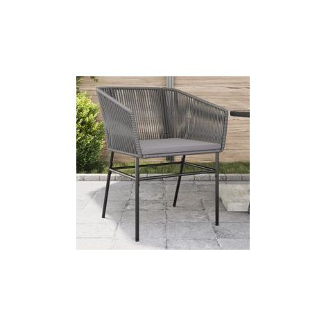 Chaises de jardin lot de 2 avec coussins gris résine tressée (1/5)